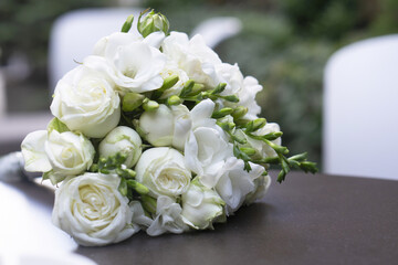 wedding bouquet on the beach