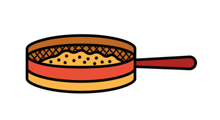 Colorful cartoon illustration of a kitchen sieve utensil.