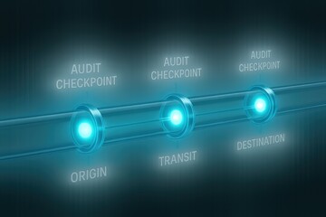 Digital Audit Checkpoints Flow Diagram with Blue Light