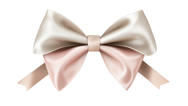 Elegant satin bow in soft hues of cream and blush. beautifully arranged at the center. perfect for gift wrapping. decoration. or craft projects. with a clean. minimalistic background