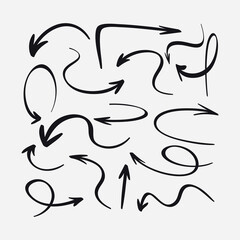 Doodle scribble hand drawing arrow element set