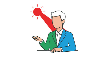 Businessman Activating a Large Red Control Lever Illustration.