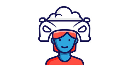 Colorful icon of a woman dreaming about a new car.