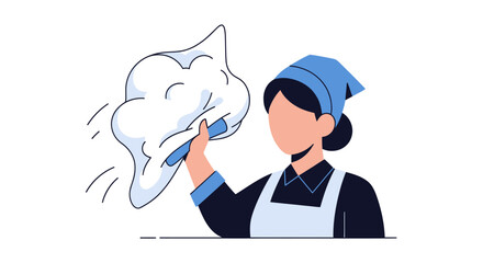 Professional cleaning service employee wiping with a cloth illustration.
