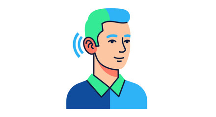 Stylized vector illustration of a man listening intently.