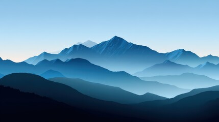 Fototapeta premium Blue Mountain Landscape with Atmospheric Layers and Horizon