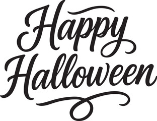 Happy Halloween typography silhouette vector art and illustration