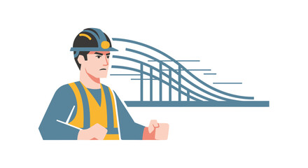 Male construction worker in safety gear illustration.