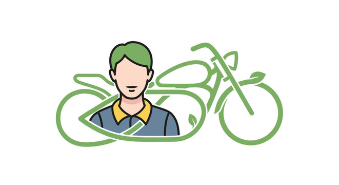 man with green bike, eco-friendly concept clip art preview