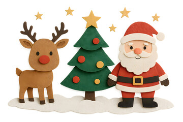 Festive Christmas Paper Craft, Santa Claus Reindeer Christmas Tree DIY Decorations, Holiday Papercraft Artwork