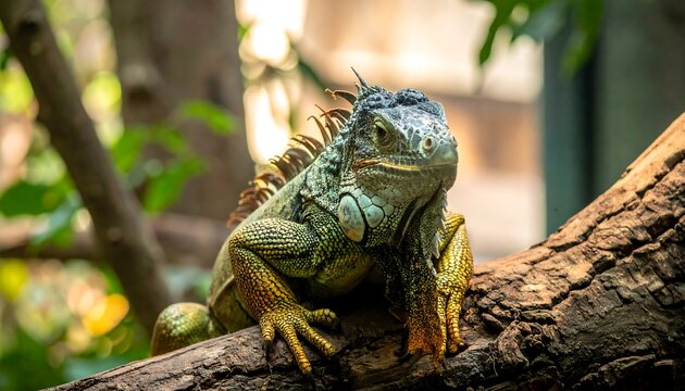 Close-up of iguana on a branch