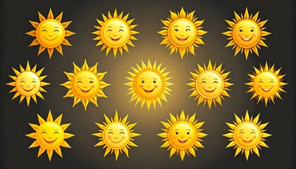 Cartoon suns with various expressions