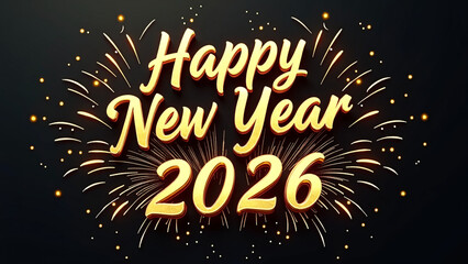 “2026” bursts in golden fireworks—elegant, sculptural, and pulsing with celebration, clarity, and poetic promise.
