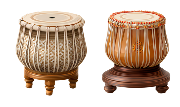 transparent background two indian musical instruments, a tabla