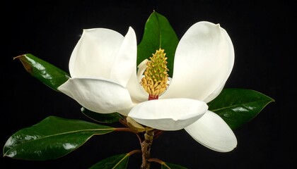 Close-up of a magnolia flower against black background