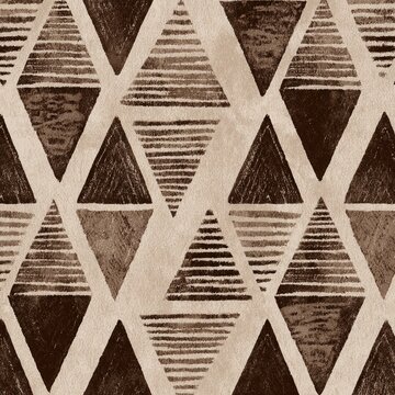 Seamless Hand-Drawn Zigzag and Triangle Pattern Inspired by African Mud Cloth