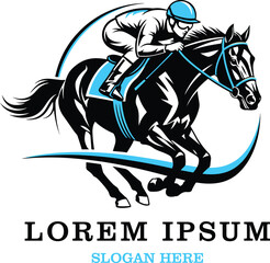 Jockey Riding Race Horse Logo or Sports Mascot
