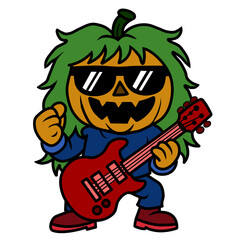 halloween pumpkin rock star