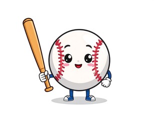 Cute baseball character holding bat