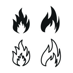 Fire Icon Set In Flat Style Vector Illustration. Fire Flame, Bonfire Symbols.