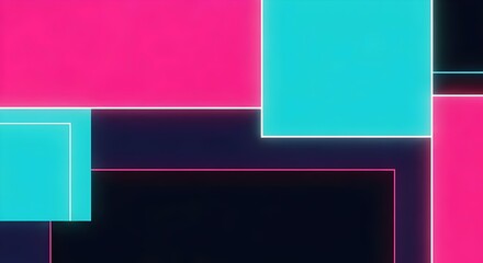 Fototapeta premium Large flat color areas with neon accents, strong dark-bright contrast, bold abstract composition.