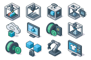 Printing custom support robotic service d print source filament innovations icon vector