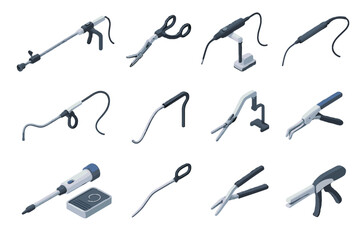 Robotic instrument tool endoscope scissors icon suture vector surgery trocar forceps device