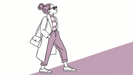 Fashion vector of a stylish girl with high ponytail and sunglasses