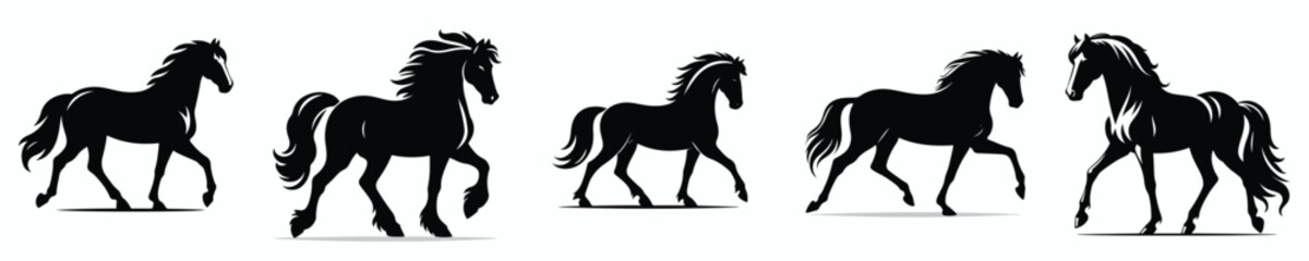 vector black and white silhouette of a horse