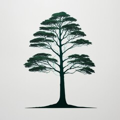 A green tree mockup on a white background, ecology, minimalism.