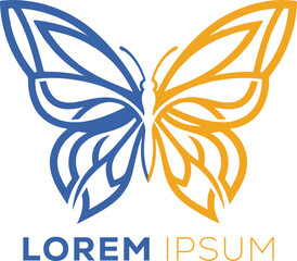 Abstract Blue and Yellow Butterfly Logo Design