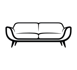 Illustration of a couch in black and white