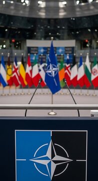 NATO Flags in Conference Room.