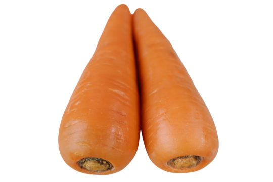 Two carrots aligned and close, conveying freshness and natural vibrancy, promising healthy deliciousness