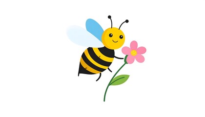 Cute bee with flower