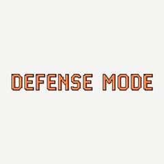 Pixelated orange text DEFENSE MODE ready for action