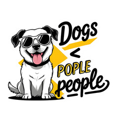 Playful Dog Illustration with Dogs > People Slogan (Transparent Background)