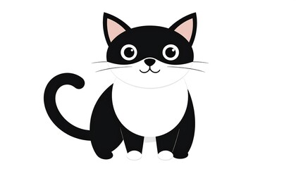 Cute black and white cartoon cat