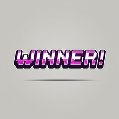 Dynamic pixelated winner text celebration banner graphic
