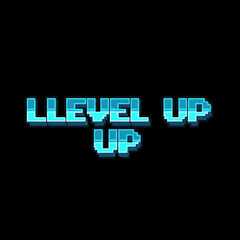 Pixelated Level Up text for gaming achievements