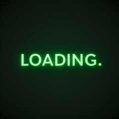 Digital loading screen with neon green text