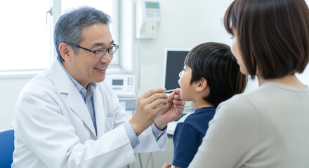 Fototapeta premium 小児科で医師の診察を受ける子ども