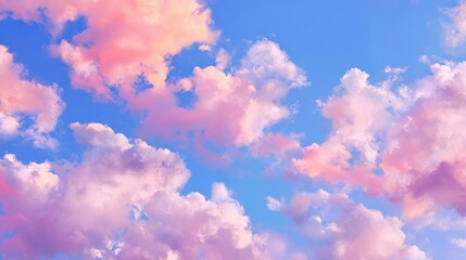 Soft Pink and Blue Clouds Against Clear Sky at Twilight Hour
