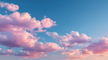 Serene Pink Clouds Against a Bright Blue Sky at Twilight