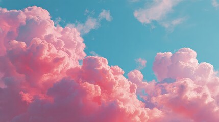 Soft Pink Clouds in a Blue Sky During Sunset or Sunrise