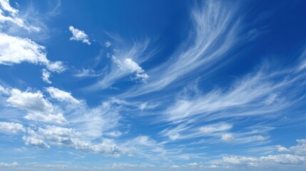 Beautiful Blue Sky with Wispy Clouds and Vibrant Natural Atmosphere