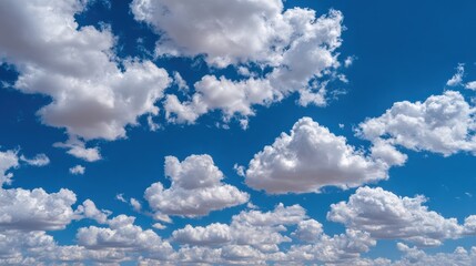 Beautiful Blue Sky with Fluffy White Clouds on a Sunny Day