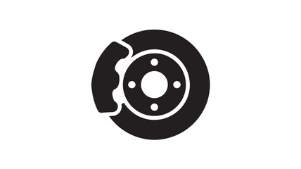 Black brake disc icon car part vector illustration isolated on white background for automotive design