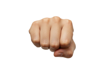 Isolated Closed Human Fist Punch Gesturing Forward, hand sign communication strength signal