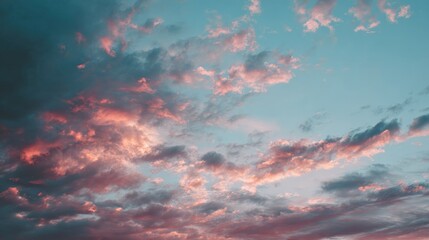 Serene Sunset Sky with Colorful Clouds and Tranquil Atmosphere